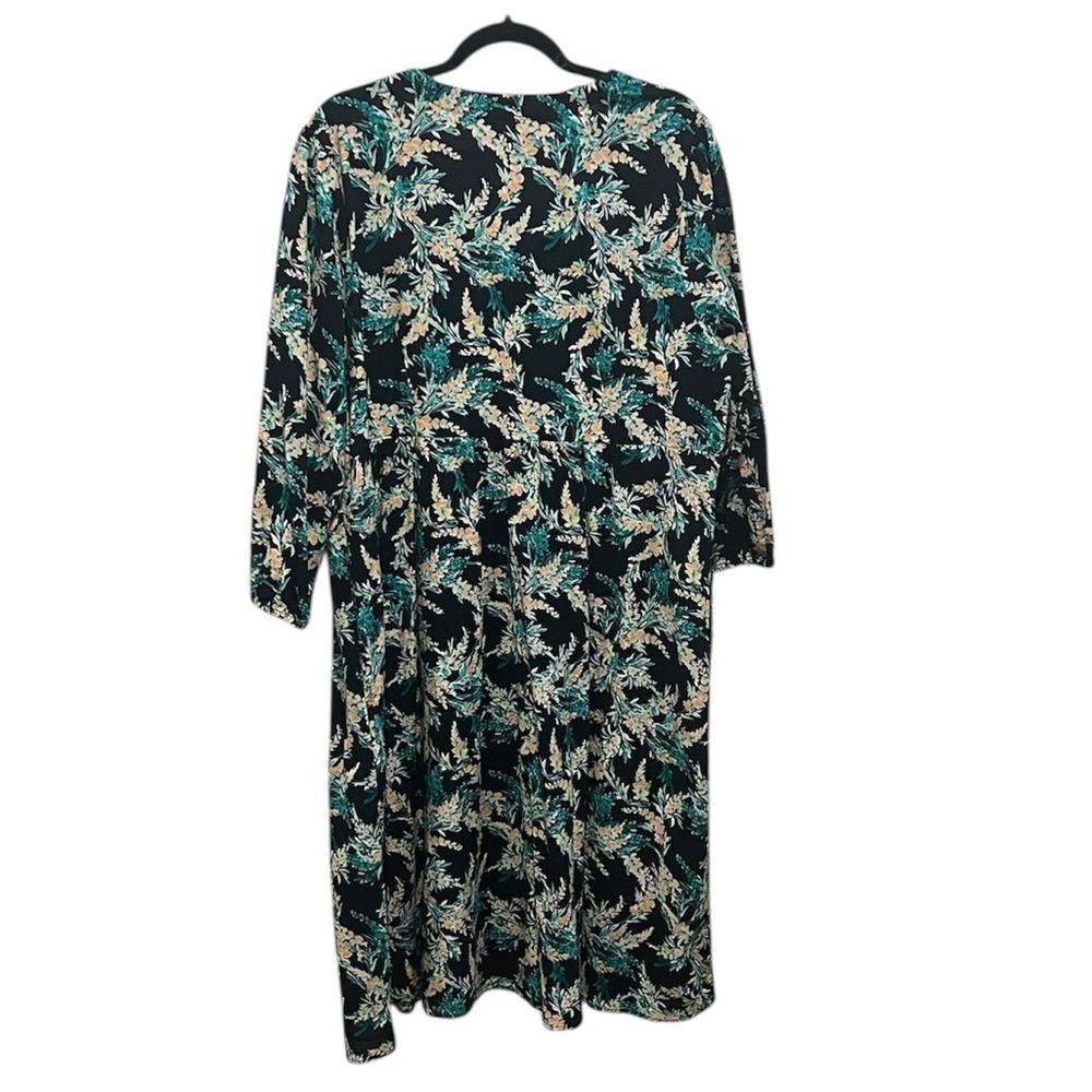 J.Jill cotton exotic blooms floral v neck 3/4 sleeve midi dress size XL - Picture 3 of 10